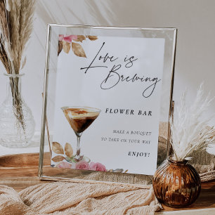 Kärlek brinner Espresso Martini Flower Pub Sign Poster