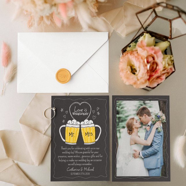 Kärlek brinner Hand plockade-kalkbrädet Bröllop Tack Kort (Skapare uppladdad)