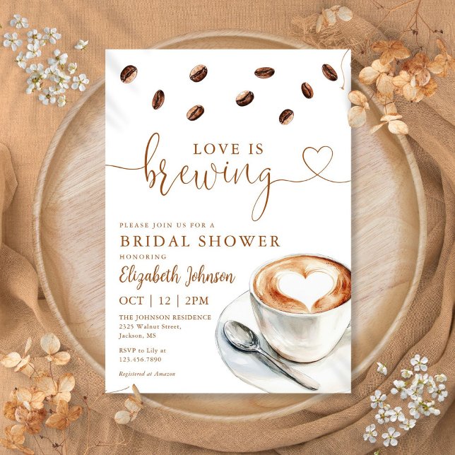 Kärlek brinner i Möhippan av kaffe Inbjudningar (Love Is Brewing Coffee Bridal Shower Invitation)