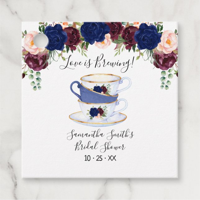 Kärlek brinner i möhippan av marint te gåvor etiketter (Framsida)