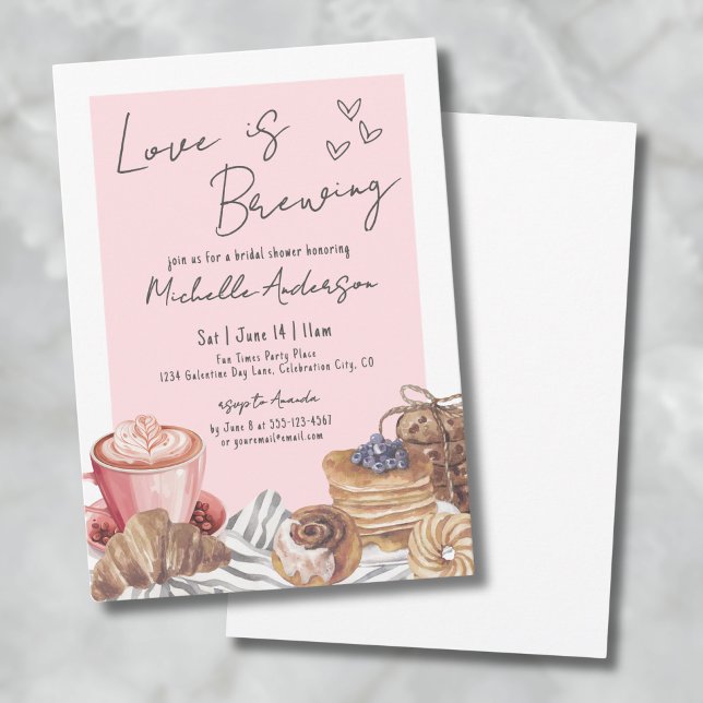 Kärlek brinner i Möhippan för slaktkaffe i Brunch Inbjudningar (Love Is Brewing Coffee Brunch Bridal Shower Invitation)