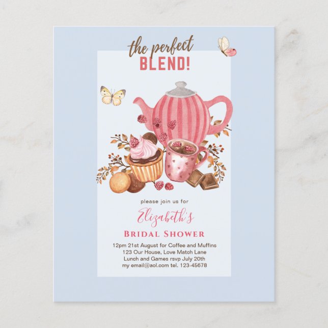 Kärlek brinner! Inbjudningskorten Tea Party BIRTHD Flygblad (Framsidan)