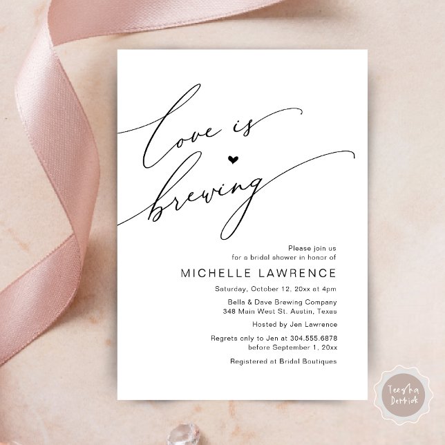 Kärlek brinner, Möhippa Party Firande Inbjudningar (Love is Brewing, Bridal Shower Beer Party Wine Tasting Invitation Card PDF Contemporary Black White)