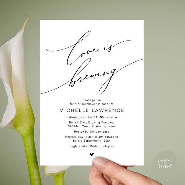 Kärlek brinner, Möhippa Party Firande Inbjudningar (Love is Brewing, Bridal Shower Beer Party Wine Tasting Invitation Card PDF Contemporary Black White)