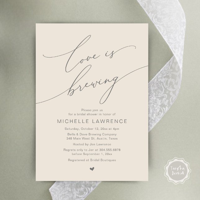 Kärlek brinner, Möhippa Party Firande Inbjudningar (Love is Brewing, Bridal Shower Beer Party Wine Tasting Invitation Card PDF Contemporary Cream Grey)