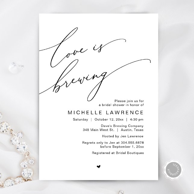 Kärlek brinner, Möhippa Party Firande Inbjudningar (Love is Brewing, Bridal Shower Party Beer Wine Tasting Romantic Invites Card Charm White Black)
