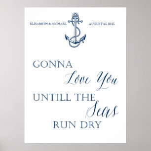 Kärlek Bröllop eller årsdag, nautiska stil Poster