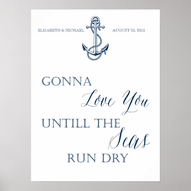 Kärlek Bröllop eller årsdag, nautiska stil Poster (Framsidan)