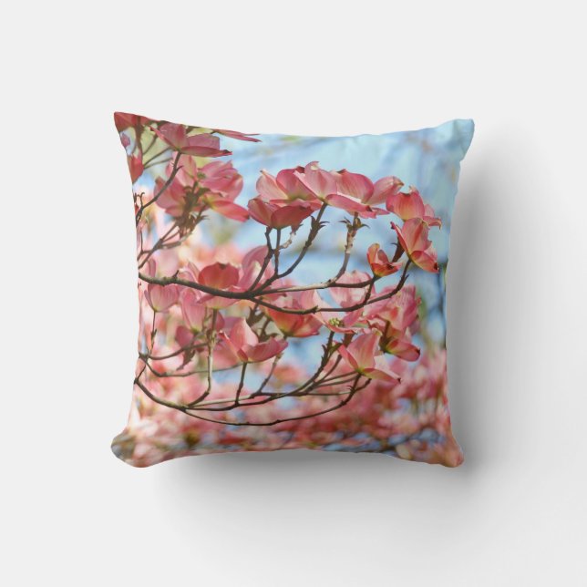 Kärlek Bröllop Pillows Rosa Dogwood Blå himmel Kudde (Framsida)