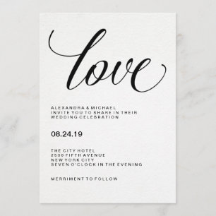 Kärlek Bröllop-typografi på Pappra Vattenfärg Inbjudningar