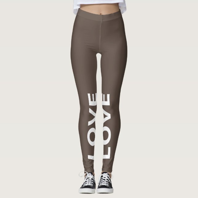 Kärlek Brun monokrom klassisk text Leggings (Framsida)