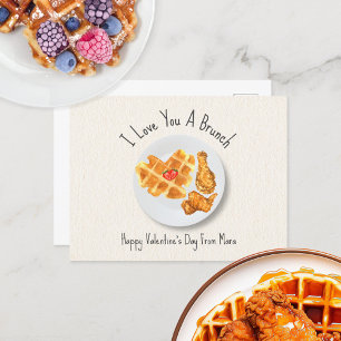 Kärlek Brunch Chicken & Waffle Valentine Vykort