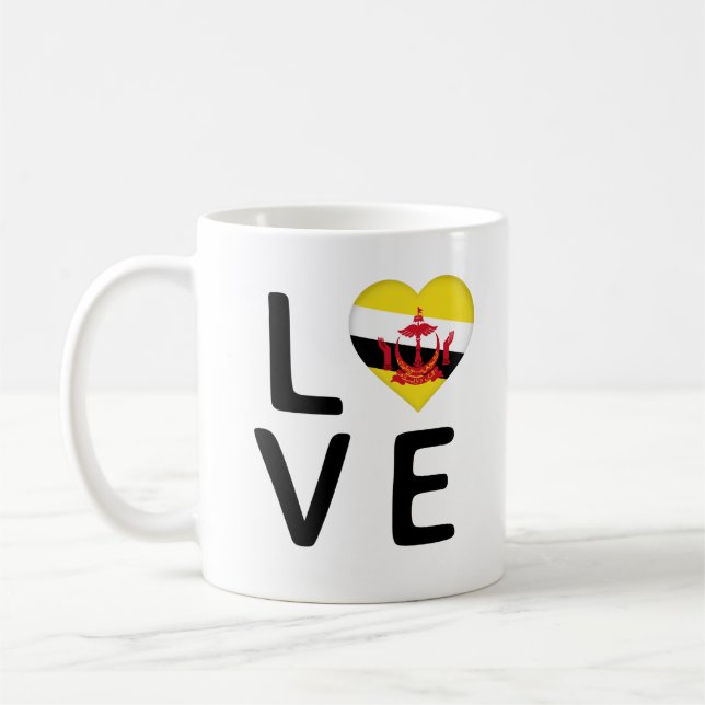 Kärlek - Brunei Flagga Kaffemugg (Vänster)