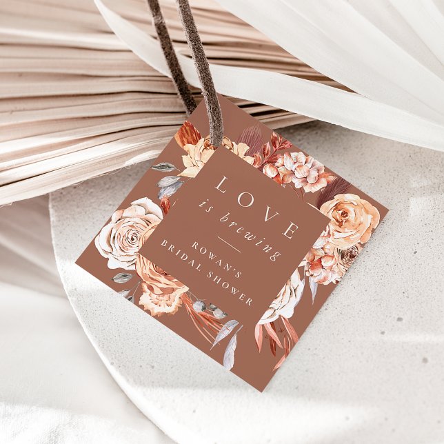 Kärlek brygger Boho Blommig Kaffe Bröllopsfest Gåvor Etiketter (Skapare uppladdad)