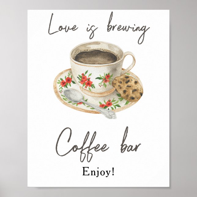 Kärlek brygger Bröllopsdusch Kaffe bar Poster (Framsidan)