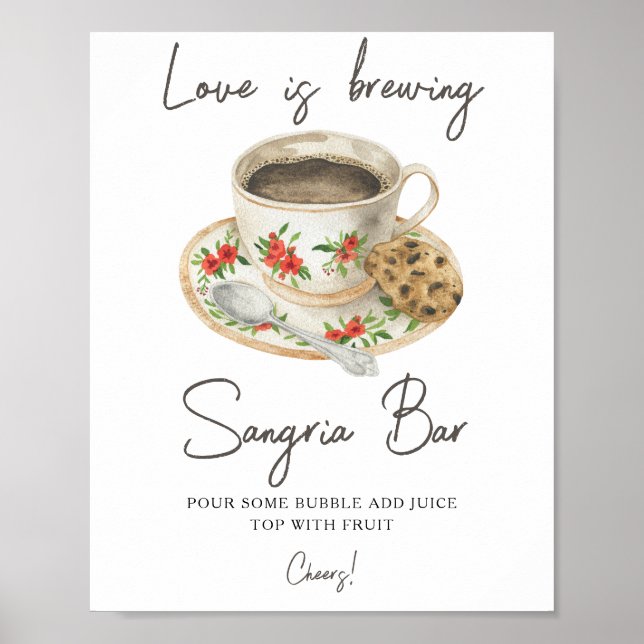 Kärlek brygger Bröllopsdusch sangriabar Poster (Framsidan)