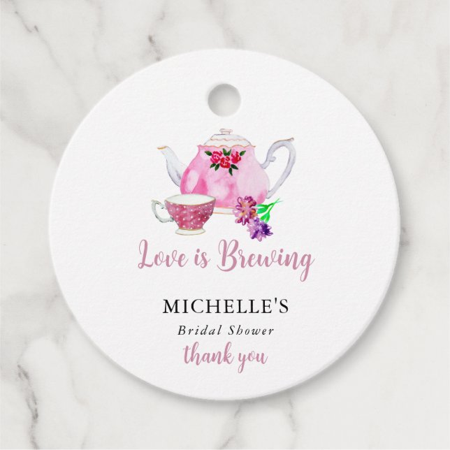 Kärlek brygger Bröllopsdusch Te Party  Gåvor Etiketter (Framsida)