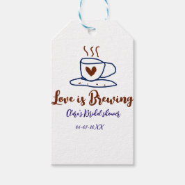 Kärlek brygger brun blå bröllopsdusch lägg till na presentetikett