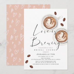 Kärlek brygger Cappuccino kaffe Bröllopsdusch Inbjudningar