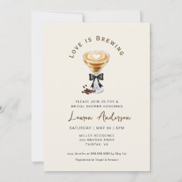 Kärlek brygger Coffee Bröllopsdusch Inomhus Inbjudningar