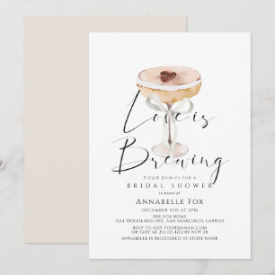 Kärlek brygger Espresso Martini Bröllopsdusch Inbjudningar