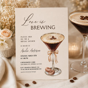 Kärlek brygger Espresso Martini Bröllopsdusch Inbjudningar