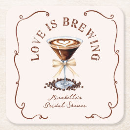 Kärlek brygger Espresso Martini Bröllopsdusch Underlägg Papper Kvadrat