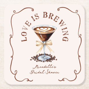 Kärlek brygger Espresso Martini Bröllopsdusch Underlägg Papper Kvadrat