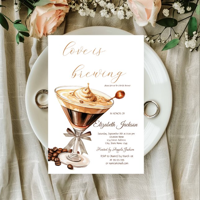 Kärlek brygger Espresso Martini Glitter Drips  Inbjudningar (Skapare uppladdad)