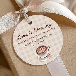 Kärlek brygger Gingham kaffe bröllopsduschpresent Gåvor Etiketter