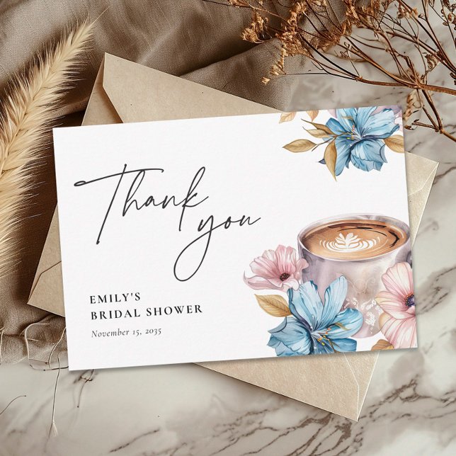 Kärlek brygger kaffe Bröllopsdusch Tack Kort (Skapare uppladdad)