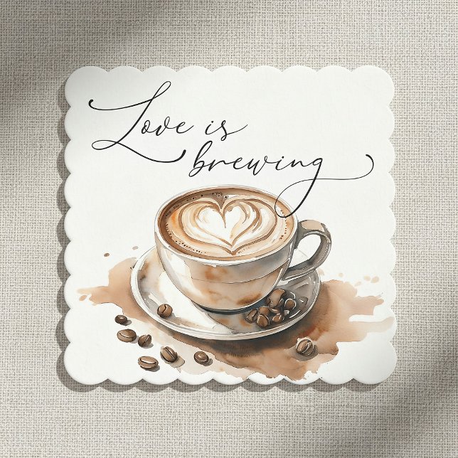 Kärlek brygger kaffe Bröllopsdusch Underlägg Papper (Skapare uppladdad)