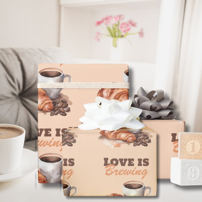 Kärlek brygger kaffe Fransk bröllopsdusch Presentpapper (Skapare uppladdad)