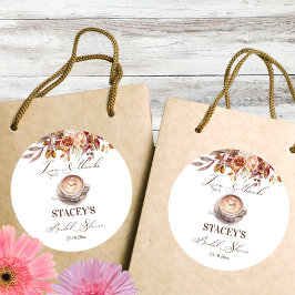 Kärlek brygger kaffe höst bröllopsdusch förmån runt klistermärke