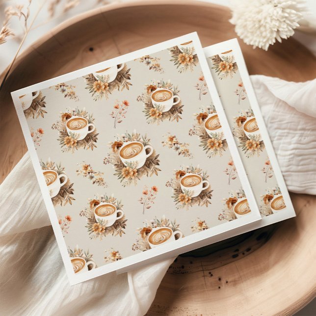 Kärlek brygger kaffe Höst Bröllopsdusch Pappersservett (Skapare uppladdad)