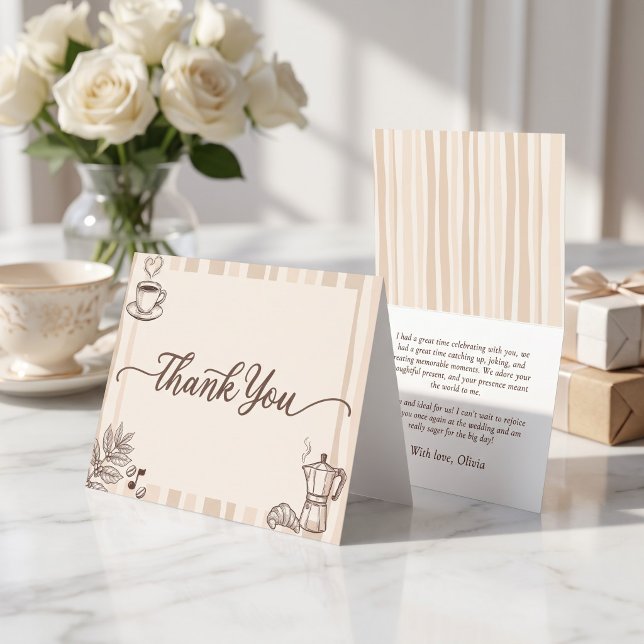 Kärlek brygger kaffemoka bröllopsdusch tack kort (Love is Brewing Coffee Moka Pot Bridal Shower Thank You Card)