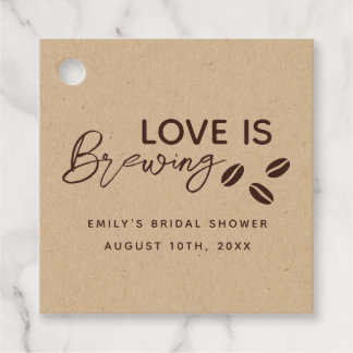 Kärlek brygger kaffetema bröllopsdusch gåvor etiketter