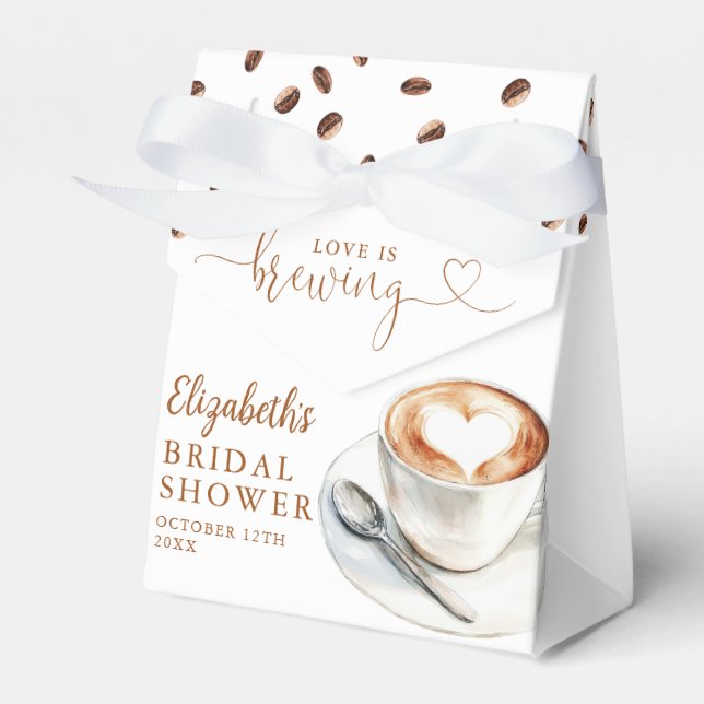 Kärlek brygger kaffetema bröllopsdusch presentaskar (Framsidan Sidan)