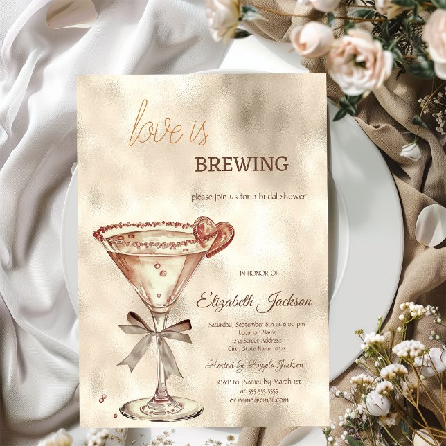 Kärlek brygger Martini Heart Glitter Drips  Inbjudningar (Skapare uppladdad)