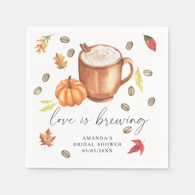 Kärlek brygger Pumpkin Coffee Bröllopsdusch Pappersservett (Framsidan)