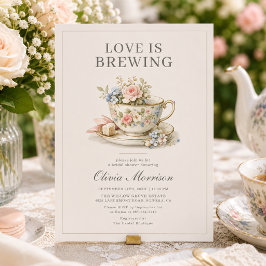 Kärlek brygger Tea Party Blommig Bröllopsfest Inbjudningar
