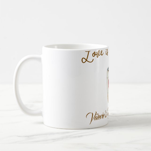 Kärlek brygger vit kaffemugg hjärta bröllopsfest (Vänster)