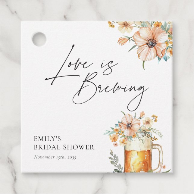 Kärlek bryggs Blomsterlig Bröllopsfest Gåvor Etiketter (Framsida)