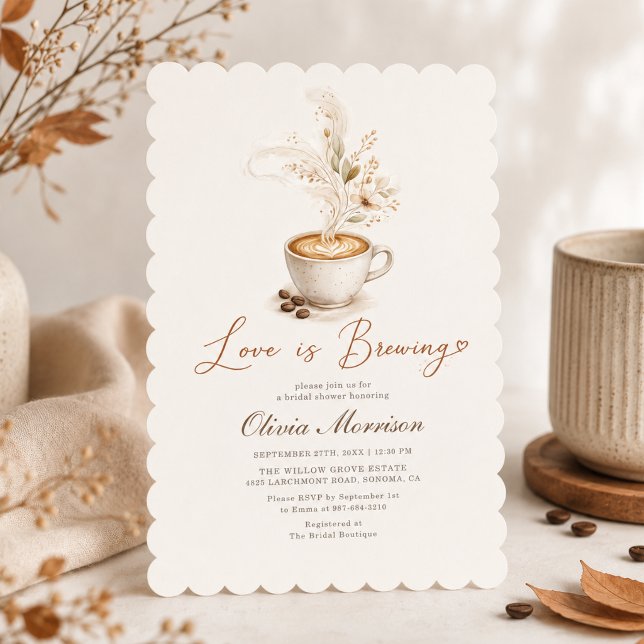 Kärlek bryggs Boho kaffe Bröllopsdusch Inbjudningar (Skapare uppladdad)