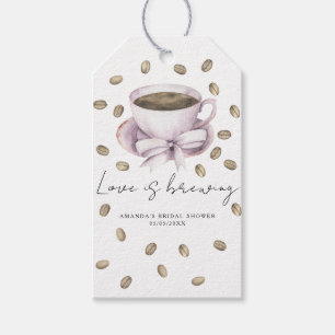 Kärlek bryggs Bow Coffee Bröllopsdusch Presentetikett