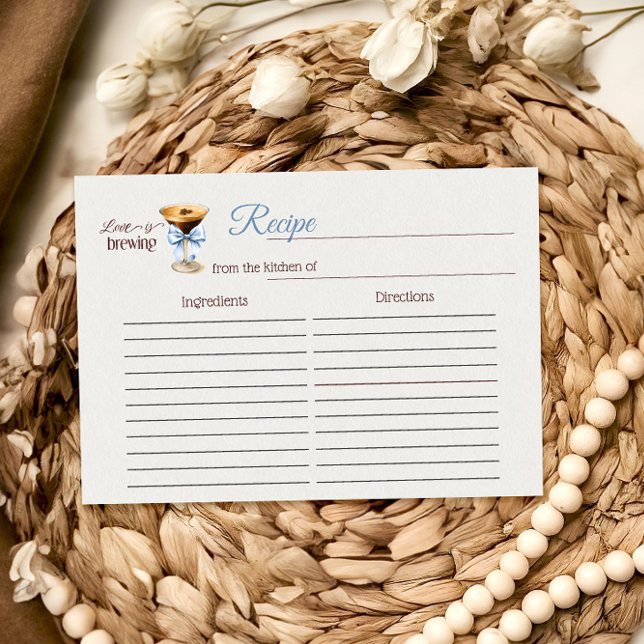 Kärlek bryggs Bow Coffee Bröllopsdusch Recept Anteckningskort (Skapare uppladdad)