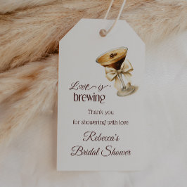 Kärlek bryggs Bow Espresso Martini Bröllopsdusch Presentetikett