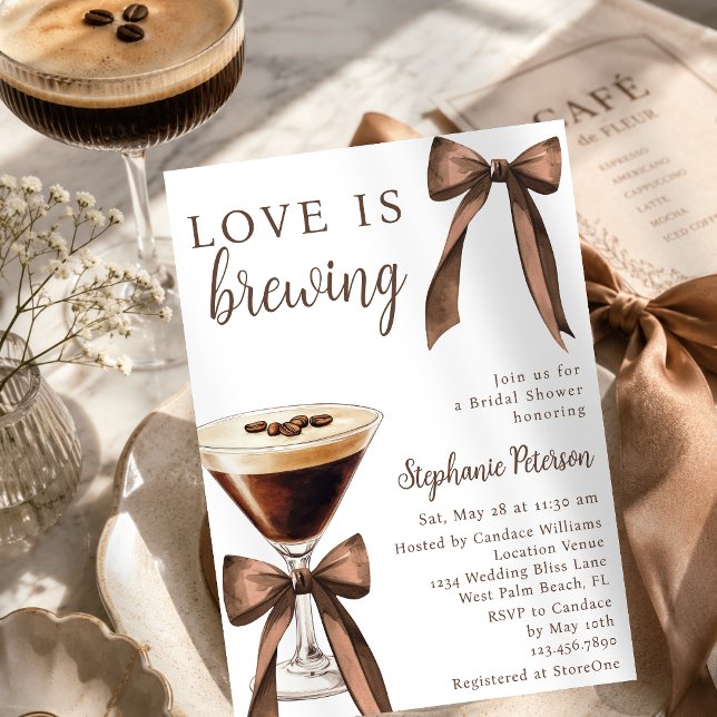 Kärlek bryggs Bow Espresso Martini Bröllopsfest Inbjudningar (Skapare uppladdad)