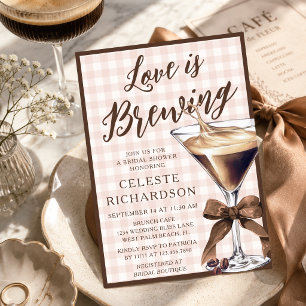 Kärlek Bryggs Bow Espresso Martini Bröllopsfest Inbjudningar