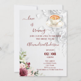 Kärlek bryggs Bröllopsdusch Blommig Inbjudan